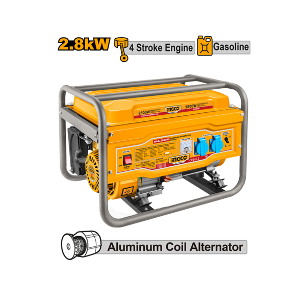 გენერატორი ბენზინის ძრავზე 2.8 კვტ INGCO GE30005 გენერატორი ბენზინის ძრავზე 2.8 კვტ INGCO GE30005