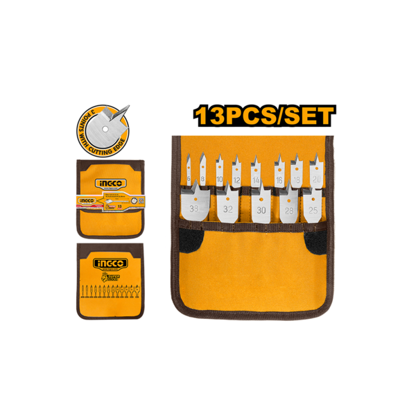 ბრტყელი ბურღების ნაკრები ხისთვის INGCO AKD41301 ბრტყელი ბურღების ნაკრები ხისთვის INGCO AKD41301