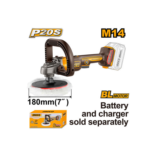 უსადენო საპრიალებელი კუთხსახეხი 20V-180 მმ (APLI2018) INGCO უსადენო საპრიალებელი კუთხსახეხი 20V-180 მმ (APLI2018) INGCO